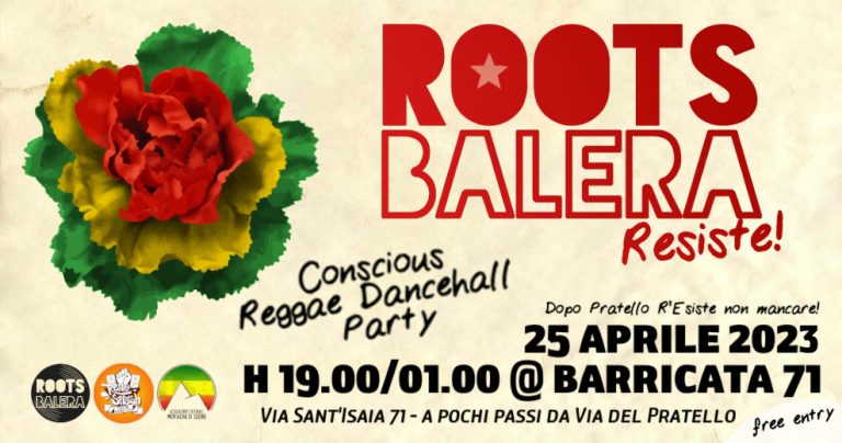 Roots Balera Resiste – reggae after party Pratello R’Esiste