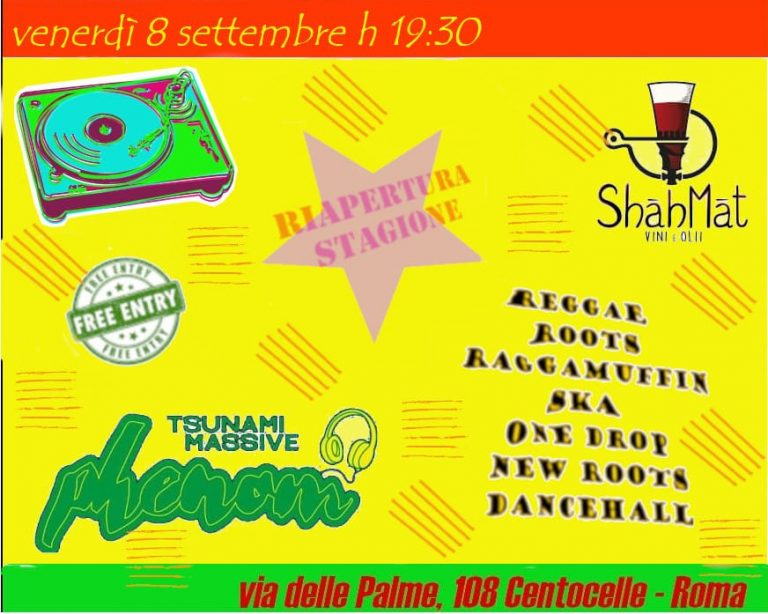 Aperitivo w/ Dj Phenom (Tsunami Massive & Radici nel Cemento) – Free Entry Aperitivo w/ Dj Phenom (Tsunami Massive & Radici nel Cemento) – Free Entry