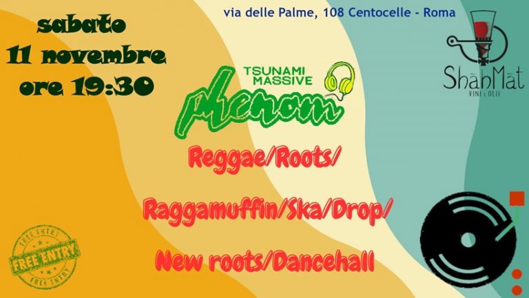 Aperitivo w/ Dj Phenom ( Tsunami Massive & Radici nel Cemento) – Free Entry