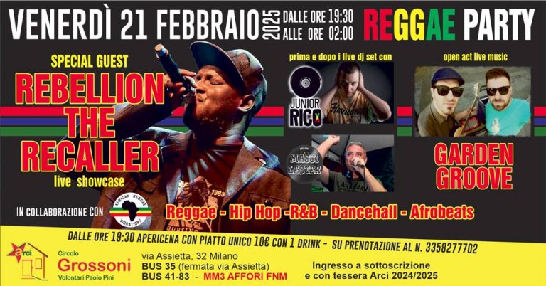 REBELLION THE RECALLER live at Grossoni w/ Garden Groove | Junior Rico | Massi Lester