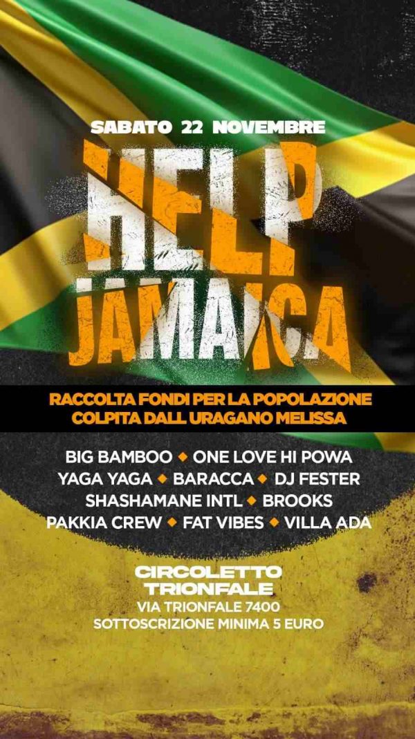 HELP JAMAICA - Serata a Sostegno dopo l'Uragano Melissa