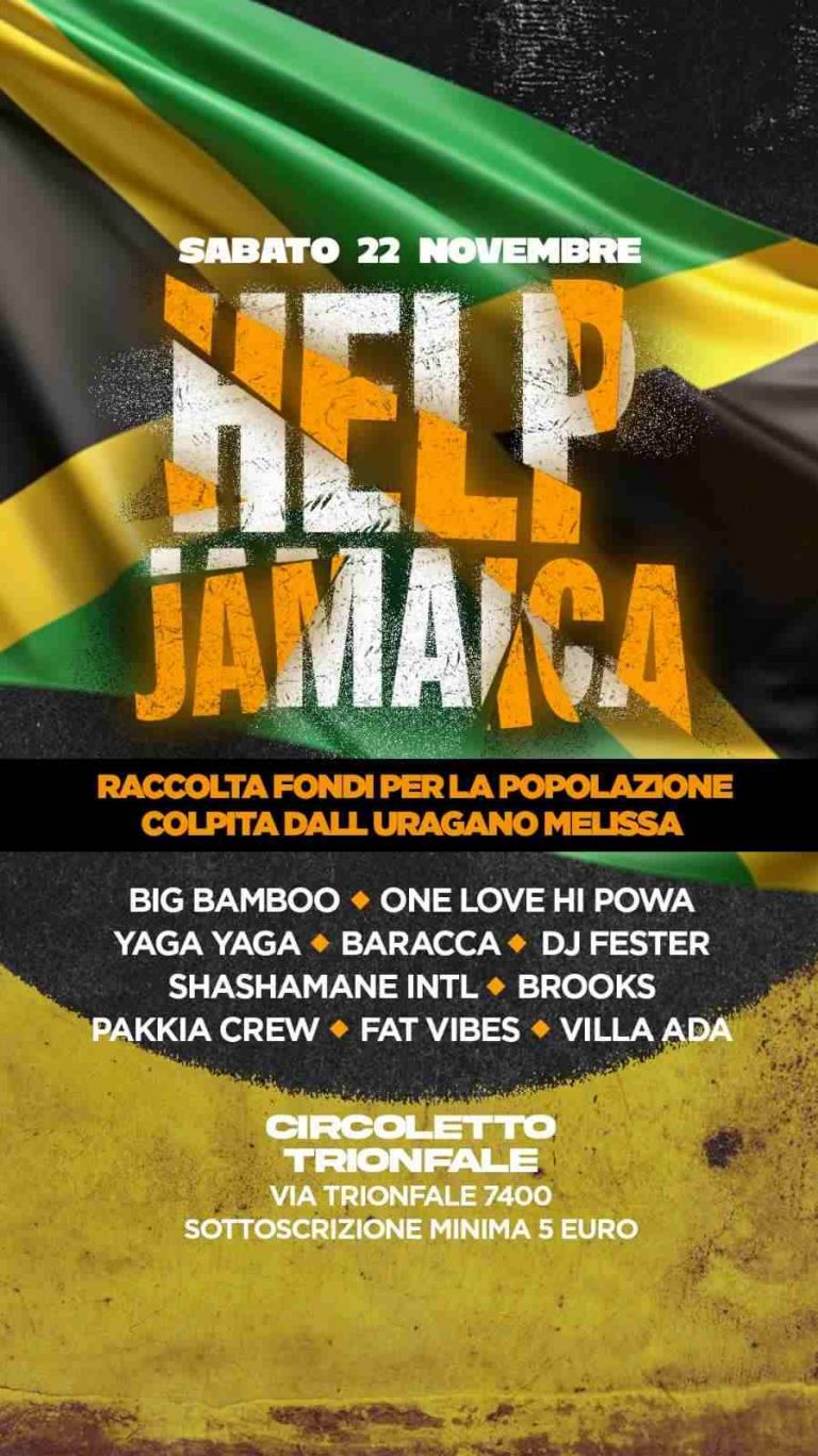 HELP JAMAICA – Serata a Sostegno dopo l’Uragano Melissa
