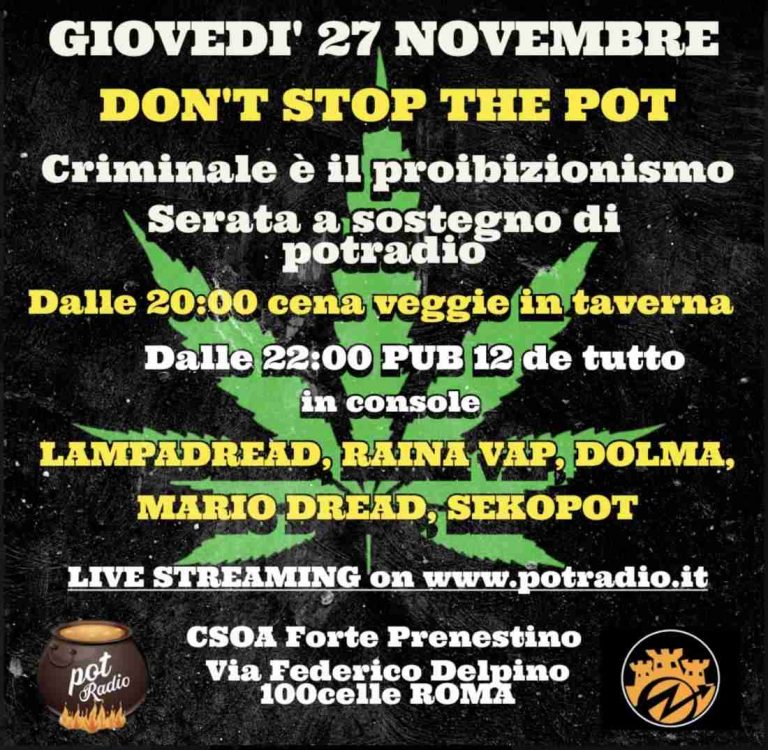 Don’t stop the POT ! Cena e Musica a sostegno di Potradio Don’t stop the POT ! Cena e Musica a sostegno di Potradio