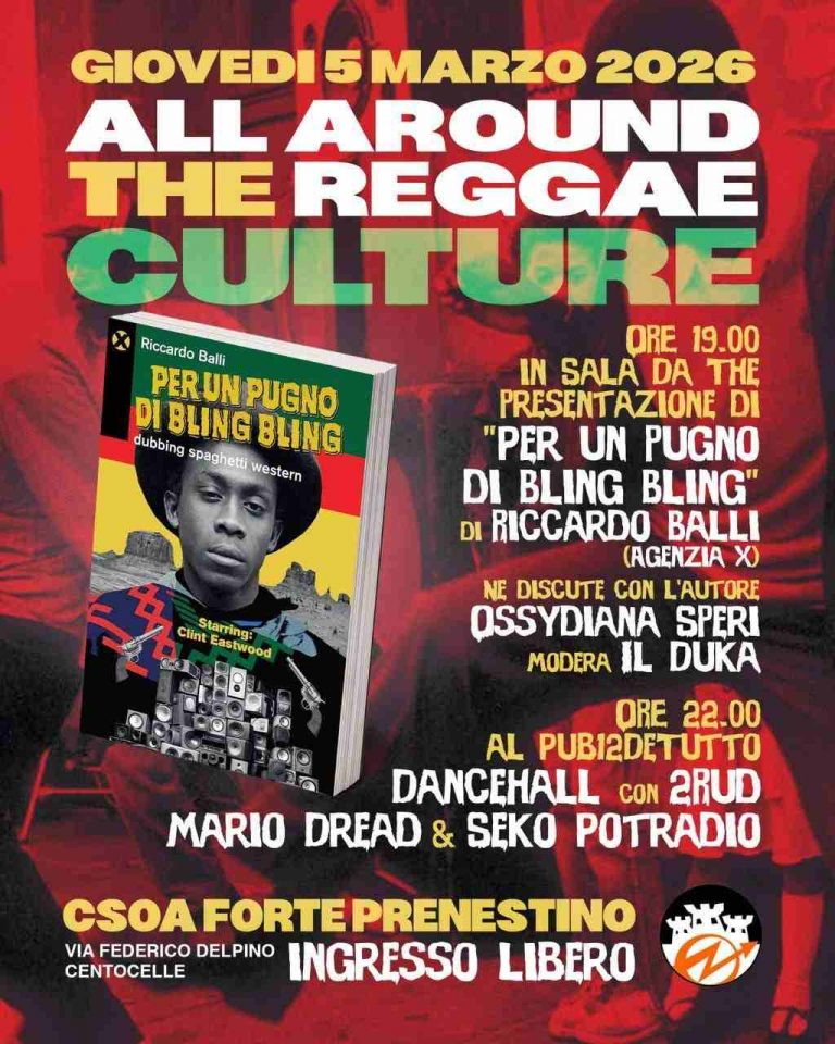 Dancehall con 2Rud, Mario Dread & Seko + presentazione libro “per un pugno di Bling Bling”