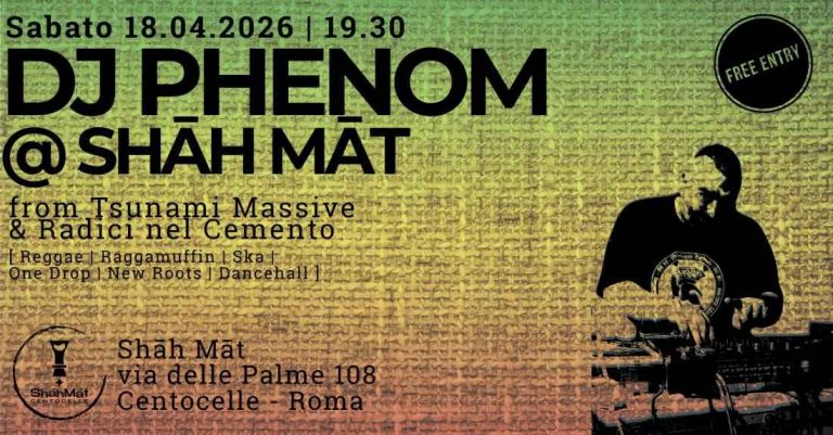 Aperitivo w/ Dj Phenom (from TM & RnC) – Free Entry